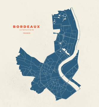 Bordeaux map vector poster flyer