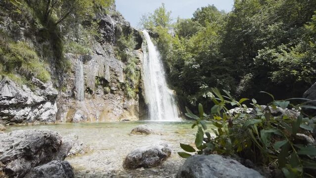 Slow motion of beautiful waterfall