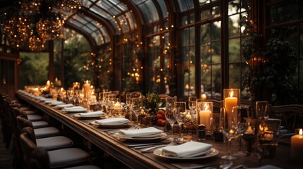 The wedding venue is beautifully decorated