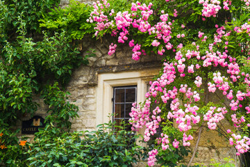 Fototapeta na wymiar Windows and flowers, The Costwolds, England