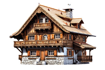 Alpine Swiss chalet. isolated object, transparent background