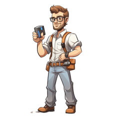 Game Developer cartoon character isolated on transparent background. Generative AI