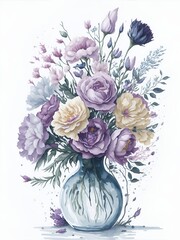 Vase of flowers clipart white background