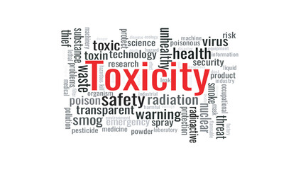 Illustration in the form of a cloud of words related to toxicity.