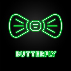 bow tie neon sign, modern glowing banner design, colorful modern design trend on black background. Vector illustration.