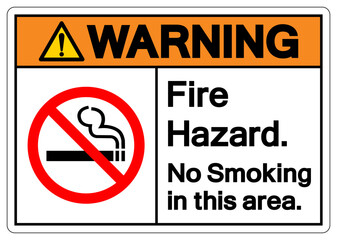 Warning Fire Hazard No Smoking In This Area Symbol Sign, Vector Illustration, Isolated On White Background Label. EPS10