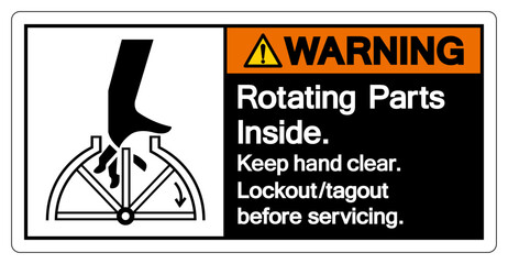 Warning Rotating Part Inside Keep Hand clear Symbol Sign, Vector Illustration, Isolate On White Background Label .EPS10