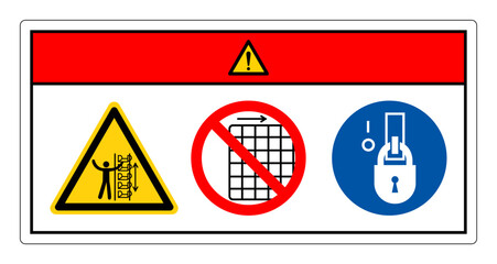 Danger Exposed Buckets and Moving Parts Do Not Remove Guard Symbol Sign, Vector Illustration, Isolate On White Background Label .EPS10