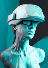gadget man headset vr glasses futuristic cyber technology human goggles digital. Generative AI.