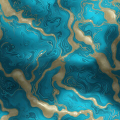 abstract blue and gold color fluid pattern, generative ai