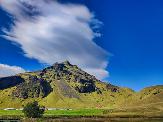 Landscape view near Sk&oacute;gafoss waterfall, Iceland