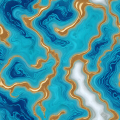 Obraz premium abstract blue and gold color fluid pattern, generative ai