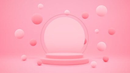 Pink 3d vector stand.