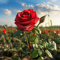 red rose in the garden, field