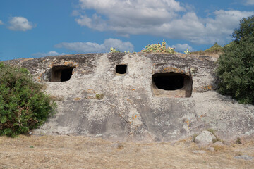 domus de janas are prehistoric tombs dug into the rock typical of pre-Nuragic Sardinia.