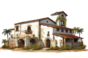 Colonial Spanishacienda. isolated object, transparent background