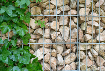 Gabion Stone Fence, Retaining Wall Gabion Baskets, Stones in Wire Mesh, Modern Garden Gravel Border
