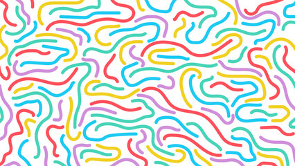 colorful line doodle seamless pattern design vector illustration with pastel color style