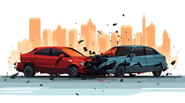 Two vehicles collide in an accident, highlighting the concept of car insurance
