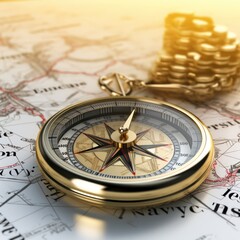 Fototapeta na wymiar The compass navigate for businessmen to resume business growth