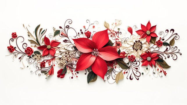 An image shows an array of vibrant floral elements arranged in an eye-catching shape against a clear background.