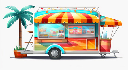 mobile summer fast food stall on the beach generativa IA