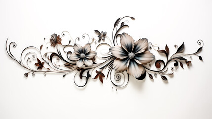 He crafted unusual floral elements of varying shapes and colors against a clear background.