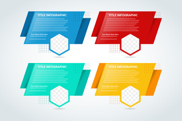 a collection of diagonal infograhic for space photo collage. hexagon space for photo. isolated on grey background.