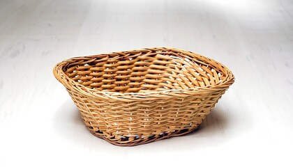 A Photo of a tidy and empty basket on a white background