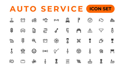 Fototapeta na wymiar Auto service and car garage Set of thin line web icon set, simple outline icons collection, Pixel Perfect icons, Simple vector illustration.