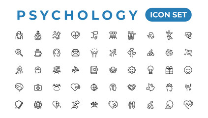 Psychology and mental line icons collection.Set of thin line web icon set, simple outline icons collection, Pixel Perfect icons, Simple vector illustration.