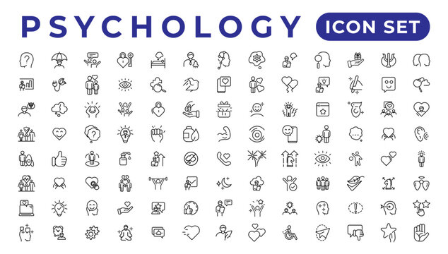 Psychology and mental line icons collection.Set of thin line web icon set, simple outline icons collection, Pixel Perfect icons, Simple vector illustration.