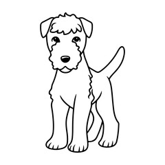 Airedale Terrier, hand drawn cartoon character, dog icon.