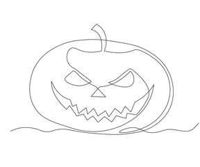 abstract Pumpkin for Halloween Continuous One Line Drawing