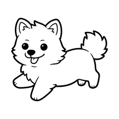 American Eskimo, hand drawn cartoon character, dog icon.