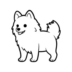 American Eskimo, hand drawn cartoon character, dog icon.