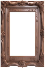 antique wooden picture frame isolated on transparent background