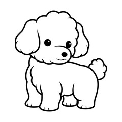 Bichon Frise, hand drawn cartoon character, dog icon.