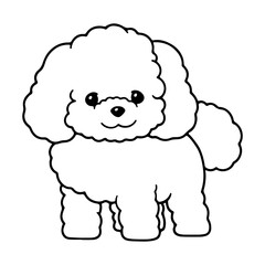 Bichon Frise, hand drawn cartoon character, dog icon.