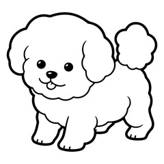 Bichon Frise, hand drawn cartoon character, dog icon.