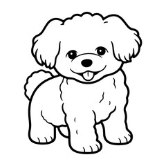 Bichon Frise, hand drawn cartoon character, dog icon.