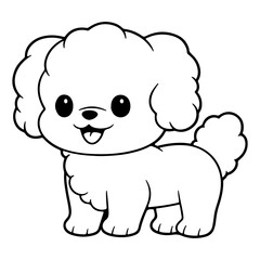 Bichon Frise, hand drawn cartoon character, dog icon.