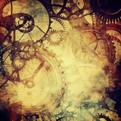 Fototapeta na wymiar Abstract Grunge Retro Clock Gears Background