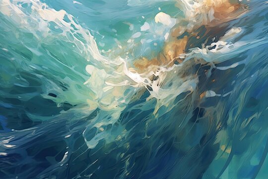 abstract background with sea water vibrant wallpaper style painting Generative Ai