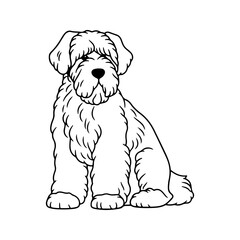 Black Russian Terrier, hand drawn cartoon character, dog icon.