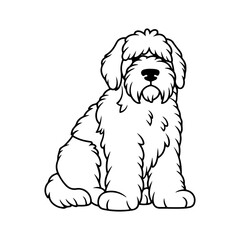 Black Russian Terrier, hand drawn cartoon character, dog icon.