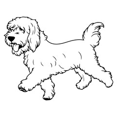 Black Russian Terrier, hand drawn cartoon character, dog icon.