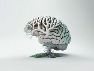Tree brain mental health concept, AI generated