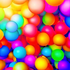 Fototapeta na wymiar Bright abstract background of jumble of rainbow colored balloons celebrating gay pride