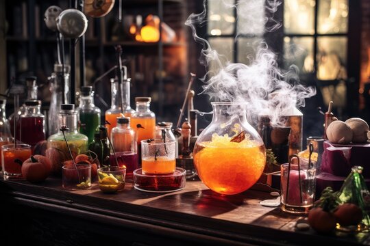 , A quirky mad scientist several cocktails with alcohol , generative artificial intelligence